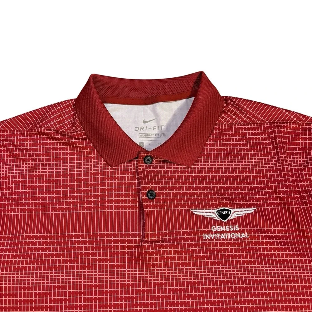 Nike Golf Polo Dri FIT Vapor Red White‎ Mens Small Genesys Invitational